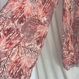 Coral Print Pants With Slit